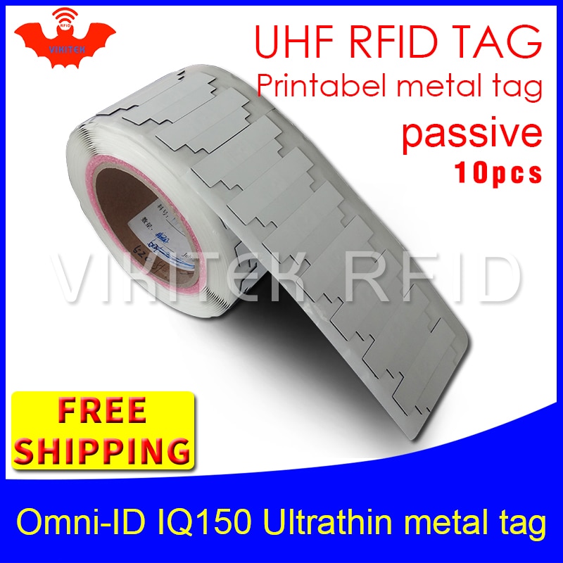 Uhf rfid ultrathin anti metal tag omni-id iq150 915 m 868 mhz impinj mr6 10 pcs   μ   rfid ±